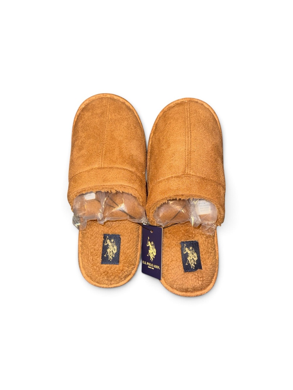 U.S. Polo Assn. Mens Tan Slip-On Slippers